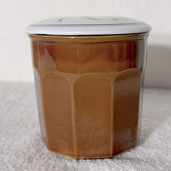 Vintage MCM Apricot 12oz Ceramic Canister Jar  Container - Picture 4 of 12
